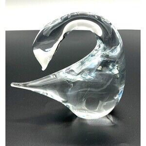 Marcolin Swedish Crystal Swan Art‎ Glass Signed Hand Blown Murano Styled Glass